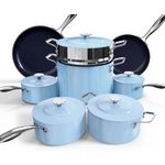 Nuwave Lux 13pc Forged Lightweight Cookware Set PFAS Free, Healthy G10 Duralon Ceramic Coating, Ultra Non-Stick, Stay-Cool Handles, Works on All Cooktops & Induction Ready