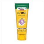 NATURES ESSENCE SunBan SPF 50 PA+++ Sunscreen & Tan Block Crème Blocks Upto 97% Harmfull Sunrays For All Skin Type, 120ml (Amber)