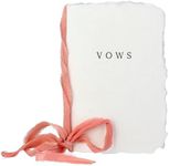 Handcrafted Vow Books His and Hers - Artisan Cotton Paper Vow Book, Wedding Keepsake, Letterpress Cover, 12 Pages, Naturally-Dyed Silk Ribbon - Made in USA, 5" x 4" Pocket Sized (White & Blush Ribbon)