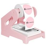 Guermok Thermal Shipping Label Holder for Rolls & Fan-Fold, Fragile Stickers for Shipping, Label Stand Desktop Printer Holder-Home Office Accessory Sticker Dispenser for Holographic (Pink)