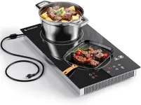 AMZCHEF Induction Cooktop 2 Burners, 12 Inch Bulit-in & Countertop Induction Stove with Plug 110V-120V, 9 Power Levels Electric Stove 1800W, Safety Lock, Timer, Touch Control for Fast Cooking