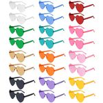 NACHLYNN 24 Pairs Heart Sunglasses for Women 12 Colors Rimless Heart Shaped Sunglasses Heart Glasses for Party Favors