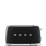 Smeg Toaster, 2 Extra Wide Slot for 4 Slices, Original Italian Brand, Auto Center for Even Browning, Smart Crumb Tray Drawer, Multi-Use: Defrost, Reheat & Bagel, 6 Toast Levels,1500W, TSF02BLEU Black