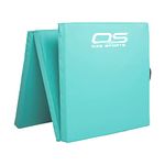 Gymnastic Tumble Exercise Mat – Non Slip PU Leather Surface - High Density Polyether Rebound inner Material – 6FT Long Tri Folding Crash With Carry Handles perfect for gymnastics yoga Pilates (Teal)