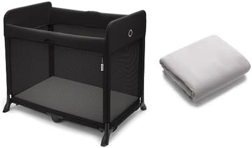 Bugaboo Stardust Playard - Portable Indoor and Outdoor - Foldable On The Go Play Yard - 1 Second Unfold - Black with Fitted Sheet