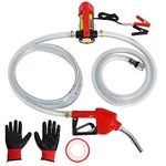 Upgrade Fuel Transfer Pump 12V, Diesel Transfer Pump Kit, 12GPM Self Priming DC Electric Diesel Fuel Transfer Pump Kit with Auto Shut-off Nozzle & Hose for Diesel, Kerosene, Machine, Transformer Oil