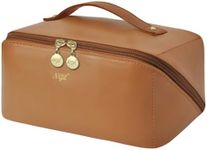 NGIL Travel Toiletry Bag, Makeup Bag, Cosmetic Bag, Portable Travel Makeup Bag, Large Capacity Cosmetic Organizer for Women, FREE COMPACT MIRROR INCLUDED (Brown, Large)