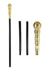 GCC Fashion Store Pimp Stick Gold Top 3 Pcs Set Gangster Hip Hop Cane 70s Party Walking Stick