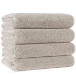 Polyte Microfiber Quick Dry Lint Free Bath Towel, 57 x 30 in, Pack of 4 (Beige)