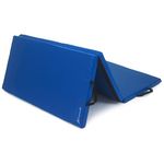 ProsourceFit Tri-Fold Folding Thick Exercise Mat 6’x4’ with Carrying Handles for Tumbling, Martial Arts, Gymnastics, Stretching, Core Workouts, Blue