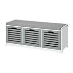 SoBuy® FSR23-HG, Storage Bench with 3 Drawers & Padded Seat Cushion, Hallway Bench Shoe Cabinet Shoe Bench