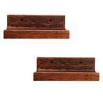 Z metnal Mini Floating Shelves, Small Natural Wooden Display Wall Shelf for Picture Ledge, Wood, Wall Mounted, 20 x 14cm, 2 Pack