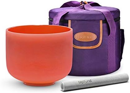 TOPFUND Orange D Note Crystal Singing Bowl Sacral Chakra 8" with Heavy Duty Carrying Case and Suede Mallet