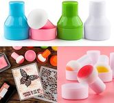 Briartw 4 Pcs/Pack Ink Applicator with Storage Cases,Inking Sponge,Paper Pouncers are A Tool for Direct Ink Application On Intricate Die Cuts, Stencils,4 Colors(Blue Pink Cyan,White)