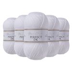 Utopia Crafts DK Double Knitting Yarn, 5X 100g (White)