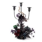 Halloween Candle Holder, 3 Arms Metal Candelabra, Black Candlestick Holder, Gothic Spooky Halloween Decor for Coffee Table/Dining Table Centerpiece, 18" Height