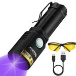 Alonefire X901UV 10W 365nm UV Flashlight USB Rechargeable Ultraviolet Blacklight Flashlight Black Light Pet Urine Detector for Resin Curing, Dry Stain, Scorpion with Aluminium Case, Battery Included