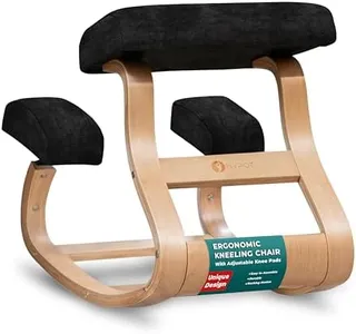 NYPOT Ergonomic Kneeling Chair - A Rocking Ergo Knee Chair and Wooden Desk Chair Designed for Home Office Study and Posture Chair Support, Reduce Neck and Back Pressure - Velvet Black