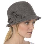 Sakkas EH0121LC - Womens Vintage Style 100% Wool Cloche Bucket Winter Hat with Ribbon Flower Accent (6 Colors) - Charcoal/One Size