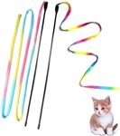 M JJYPET Cat Wand Toys, Interactive Kitten Toys for Indoor Cats,Colorful Cat Teaser Wand String for Cat Kitten Exercise Cat Stick Toy Cat Charmer-2Pcs