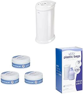 Ubbi Steel Odor Locking Diaper Pail, Lavender Scented, 13 Gallon Capacity, 75 Bags
