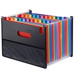 NISUN 24 Pockets Expanding File Folders, Accordion File A4 Letter Size, Alphabetical Expandable Accordion Document Holder Bill Receipt Organizer (23 * 33Cm), Black