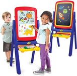 Crayola Qwikflip 2-Sided Easel, with Chalkboard, Magnetic Dry-Erase Board, 77 Magnetic Letters & Numbers, 4ct Color Chalk and Eraser Cloth, Gift for Kids Ages 3+