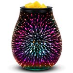 3D Glass Electric Wax Melter Warmer Warmer for Scented Wax Wax Burner Melter Fragrance Warmer for Home Office Bedroom Living Room Gifts & Decor (Fireworks-PTC)