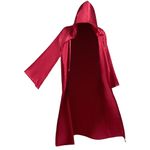 BIGLUFU Halloween Hooded Cloak, Men Robe Halloween Adults Hooded Cloak Halloween Cosplay Cape Vampire Cloak Christmas Cape Party Costume (Red, XXL)