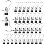 30Pcs Boot Hangers for Closet, FHDUSRYO Hanging Clips Clothes Pins, Portable Laundry Hooks with Clips, Hanger Clips Boot Hanging Hold Clip, Multifunctional Hangers Single Clips for Pants Hats Travel