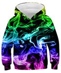 ALISISTER 3D Funny Pullover Hoodie Boys Girls Cool Colorful Smoking Graphic Hooded Sweatshirt with Big Pockets for Kids L