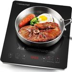 Portable Induction Cooktop 1800W Induction Stove Burner, Low Noise Hot Plate With Sensor Touch Single Electric Cooktops Countertop Stove With 8 Temperature & Power Levels, Black&Sliver