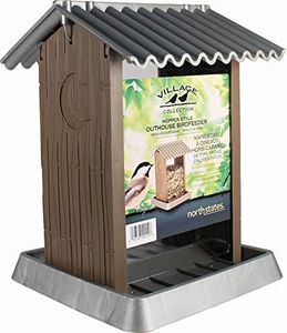 North States Village Collection Hopper Style Outhouse Birdfeeder: Easy Fill and Clean. Squirrel Proof Hanging Cable included. Large, 4.25 pound Seed Capacity (8.13 x 8.13 x 11, Brown)