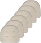 Sweet Home Collection Chair Cushion Memory Foam Pads Tufted Slip Non Skid Rubber Back U-Shaped 17" x 16" Seat Cover, 6 Count (Pack of 1), Pinstripe Taupe