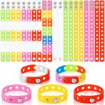 50 Pcs Silicone Bracelets Adjustable Rubber Bracelets Wristbands Cute Colorful Bracelets with Holes Charms Swimming Identify Birthday Party Gifts, 10 Colors, 8''