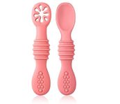 Even Soft Tip Silicon Spoons For Baby Feeding,First Stage Spoons For Babies (Silicon Spoon Pink) - Silicone, 11 Cm