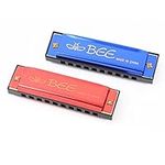 DMZK Harmonica, 2 Pieces Harmonica Child, 10 Holes 20 Tunes Mouth Organ, Diatonic Harmonica for Beginner Kids or Adult