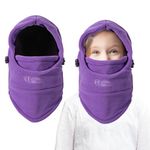 AYPOW Kids Winter Thermal Fleece Balaclava, Multifunctional Windproof Adjustable Face Cover Ski Mask, Warm Fleece Hat Cap Hood Neck Warmer Scarf for Boys Girls Cycling Skating Hiking Outdoor Sports