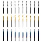 Genmitsu 30pcs End Mills CNC Router Bits, 1/8'' Shank, Spiral Upcut O Flute Titanium Coat End Mill, 2-Flute Ball Nose End Mill & Corn-Shaped Nano Blue Coat CNC Bits, MC30A