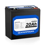 ATEM POWER 12V 20Ah Lithium Battery LiFePO4 Phosphate Fast Charging Rechargeable Deep Cycle Battery with Built-in BMS Perfect for Fish Finder, Power Wheels, Scooter, Light, Kids Electronic Car