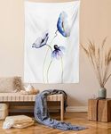 Ambesonne Watercolor Flower Tapestry, Abstract Poppies Blossoms Simple Composition Picture, Wall Hanging for Bedroom Living Room Dorm Decor, 60" X 80", Blue Green