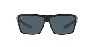 Costa Del Mar Men's Rinconcito Polarized Rectangular Sunglasses, Matte Black/Grey Polarized-580P, 60 mm