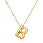 Bubble Letter Necklace for Women, 14k Gold Plated Initial Letter Pendant Necklace Personalized Jewelry Gift