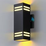 KIZON Outdoor Wall Lights for House Dusk to Dawn, Modern Outdoor Sconce Up and Down Lighting, Square Matte Black Exterior Light Fixture Wall Mount with 3000K Bulbs Included for Porch Patio Garage