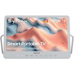 SYLVOX Smart Portable TV, 15.6'' Rechargeable Television 12V 10000mAh Battery Operated TV, IP66 Waterproof, Wireless, Google Assistant, Small Television for Bedroom Bathroom Kitchen Camping