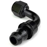 12AN 90 Degree Aluminum AN-12 Female Swivel Push-on/Lock Hose Barb Fuel Oil Line Fitting End Black