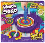 Kinetic Sand, Swirl N’ Surprise Playset with 907g of Play Sand, Including Red, Blue, Green, Yellow, and 4 Tools, Sensory Toys for Kids Aged 3 and up