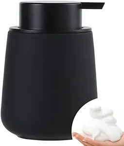 BosilunLife Foam Hand Soap Dispenser - 12 oz Bathroom Lotion Hand Pump Dispenser Black Foaming Soap Dispenser Ceramic Dish Liquid Dispenser for Kitchen Hand Wash Dispenser (Rubber Paint)