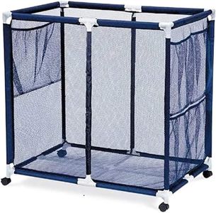 Essentially Yours Pool Floats, Balls, Toys and Equipment Rolling Mesh Organizer Storage Bin, Large, (35" W x 25.4" L x 37.5" H), Blue/White Style 455102