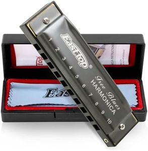 East top Harmonica, Diatonic Blues Harmonica Key of C, 10 Holes 20 Tones Blues Harp Mouth Organ Harmonica For Adults, Beginners, Professionals and Students（Silver grey）